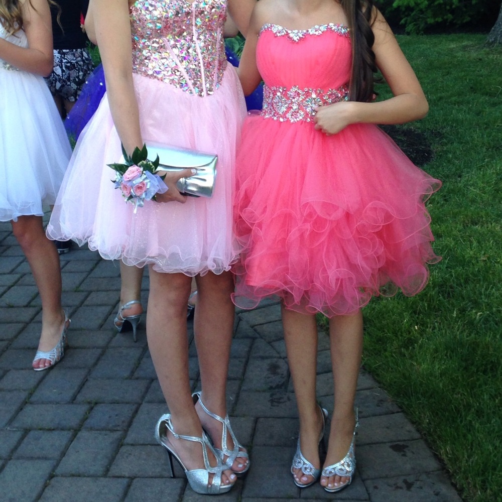 XS coral Formal dress. Corset back.